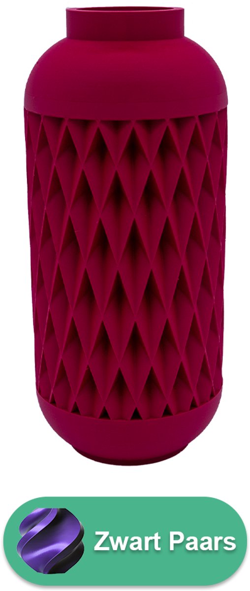Lovora Zavira moderne vaas – Decoratieve vaas - Zwart / Paars - 3d geprinte vaas – geschikt voor droogbloemen - 25CM