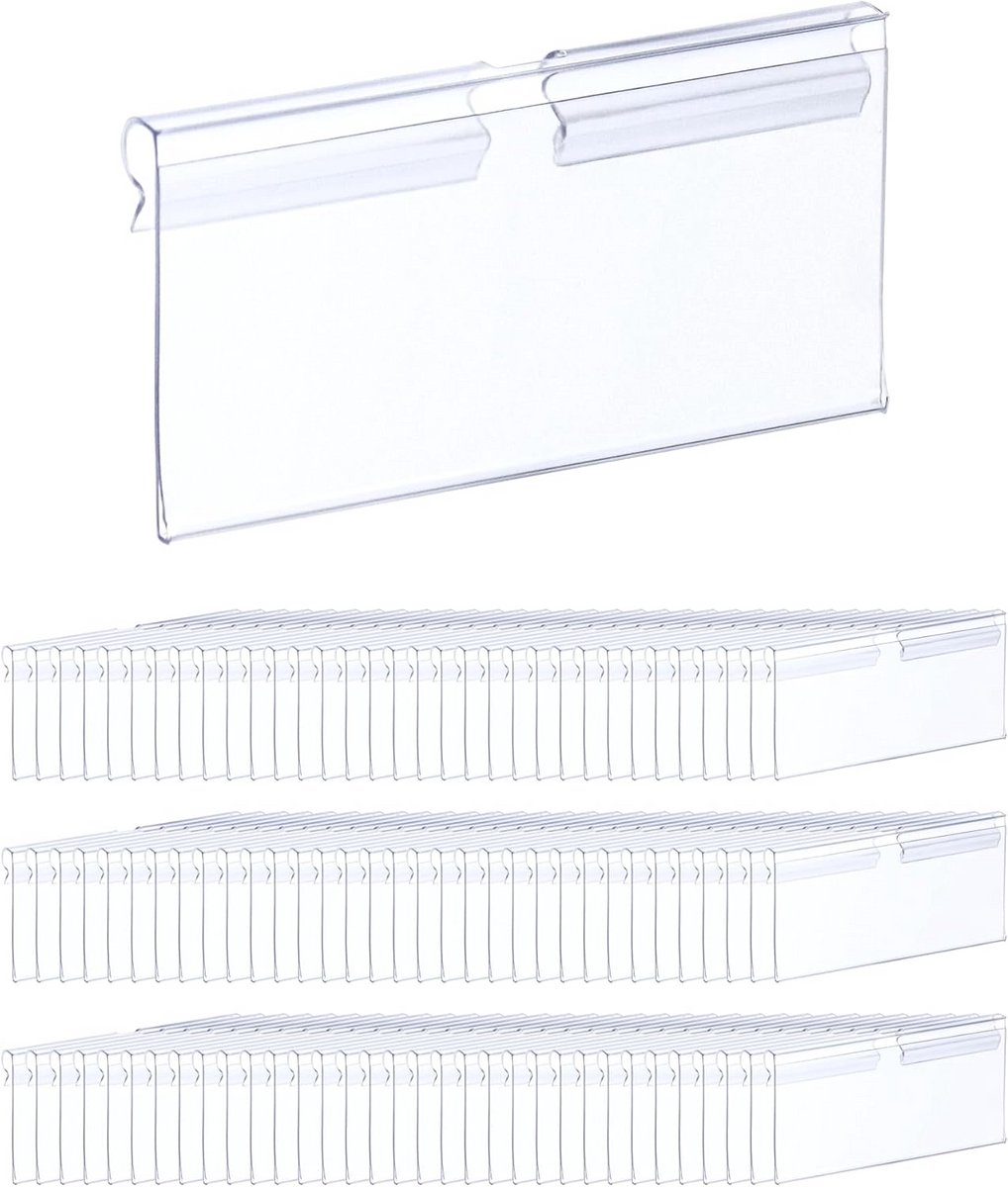 Set van 100 herbruikbare transparante PVC etikethouders (8x4cm)