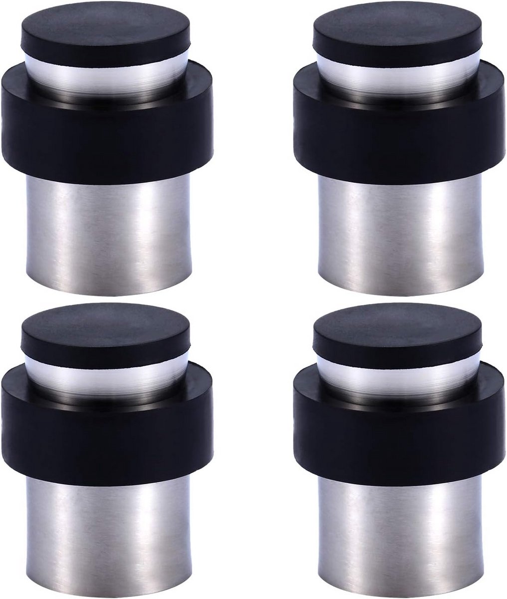 Cilindervormige Deurstopper voor Vloer en Muur, 4.5cm Roestvrij Staal met Rubber