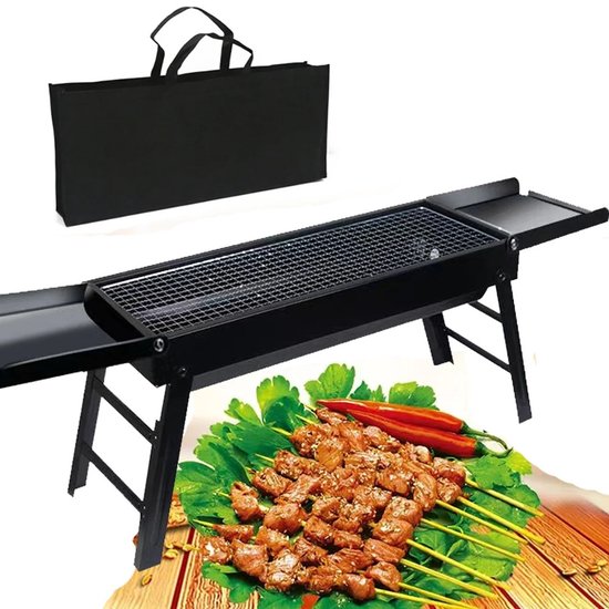Linkforu - Buiten BBQ - Grill - Houtskool Barbecue - Rek - Gereedschap - Opvouwbaar - Draagbaar - Thuis - Camping - Incl. Opberghoes - Zwart - 60X22X33CM van Merkloos — afbeelding 3