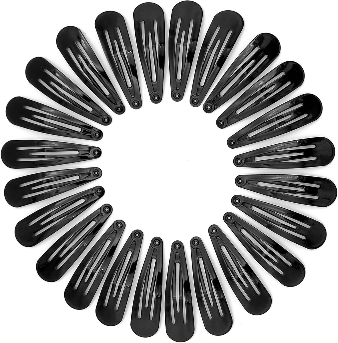Een set van 24 zwarte metalen haarclips, geschikt voor kinderen en meisjes.