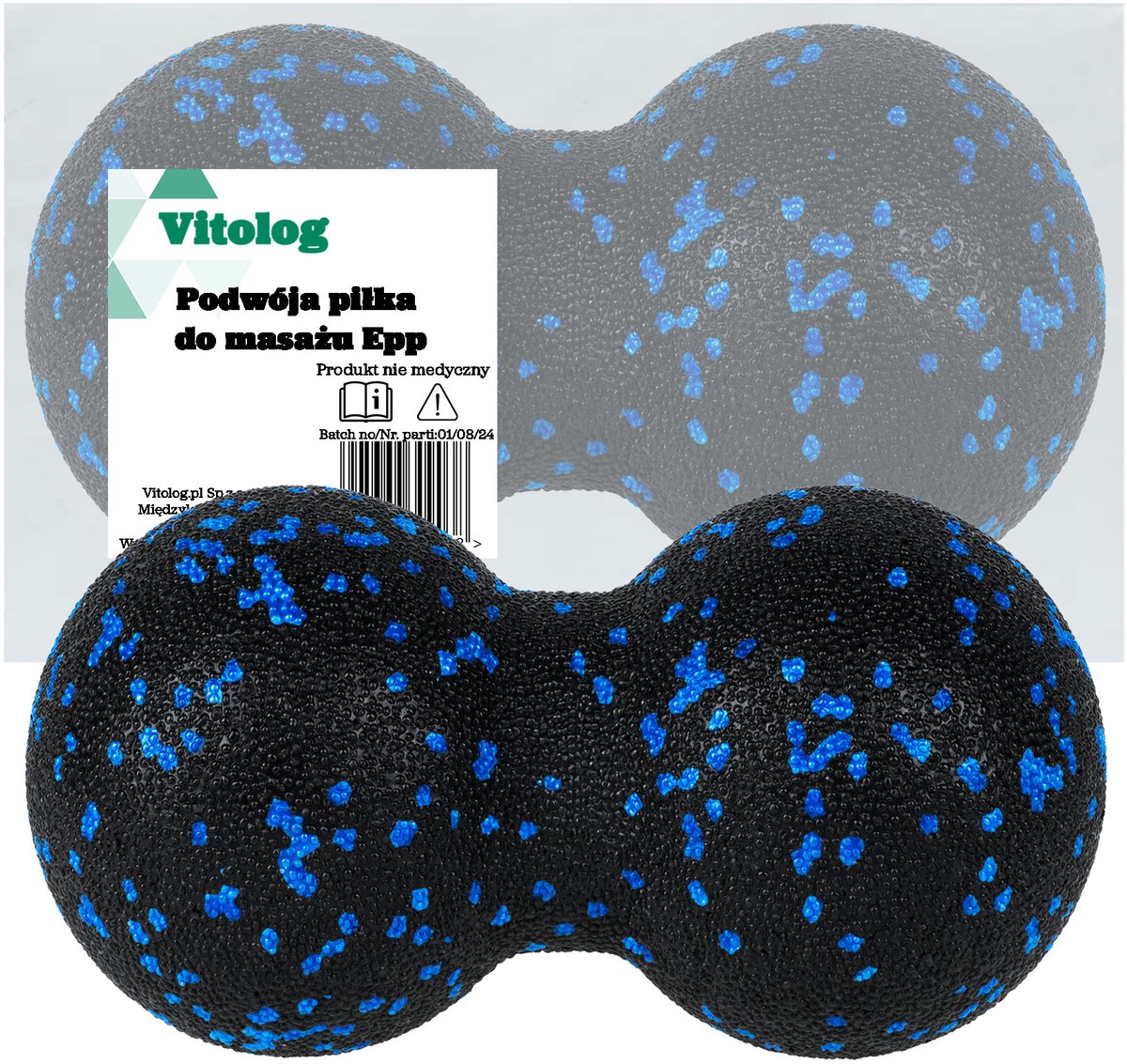 Vitolog Duoball - Podwójna Piłka EPP - Body Massager - Ergonomisch - Zwart met Blauwe Kropjes