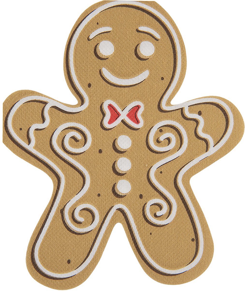 Clayre & Eef Servetten Papier Set van 20 Gingerbread man Bruin Papier