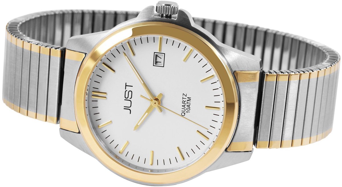 JUST Herenhorloge van roestvrij staal Roswin Just herenhorloge van roestvrij staal met trekband, 3 wijzers,