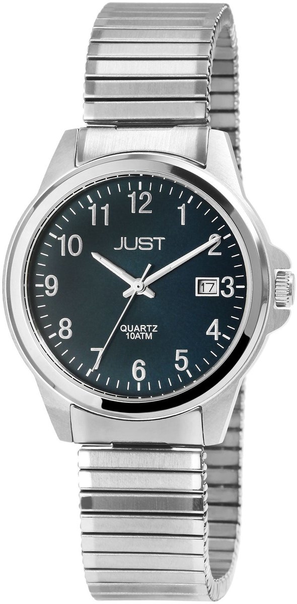 JUST Herenhorloge van roestvrij staal Roswin Just herenhorloge van roestvrij staal met trekband, 3 wijzers,