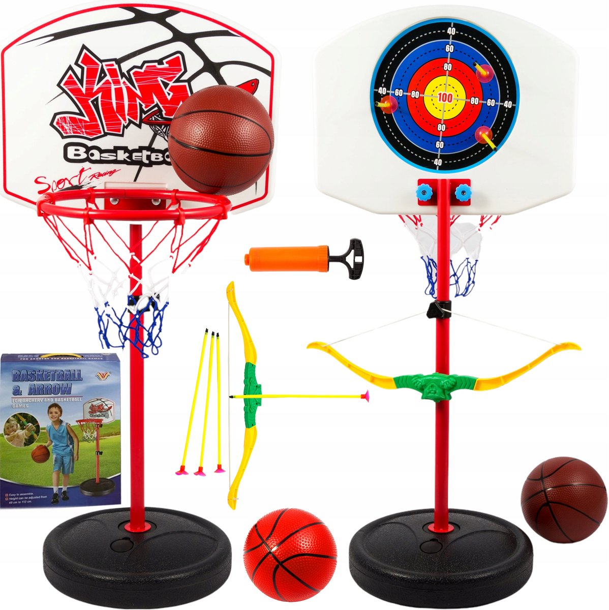 Kruzzel - Speelset: Basketbal en Boogschieten - Verstelbare Hoogte - Inclusief Accessoires
