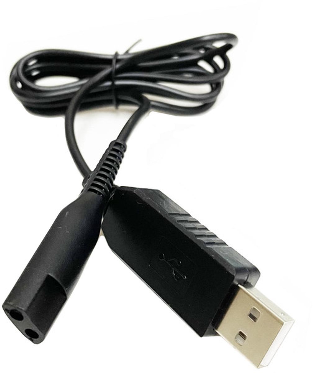 USB Oplaadkabel geschikt voor Braun Scheerapparaat - 12V - 1 meter - voor Series 3, 5, 6, 7, 8 en 9 - zwart