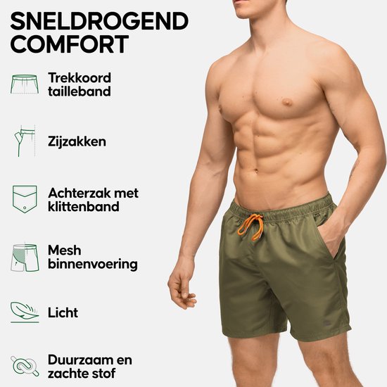 DANISH ENDURANCE Maillot de Bain Homme - Avec Poches - Léger - Séchage Rapide - 100% Recyclé - Taille L