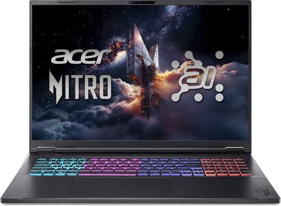 Acer Nitro 18 AI AMD AN18-61-R03X - Gaming Laptop - 18 inch 165Hz - AMD Ryzen AI 7 - 16GB - 512GB SSD - RTX 5060 - Zwart - Acer - Hoofdafbeelding