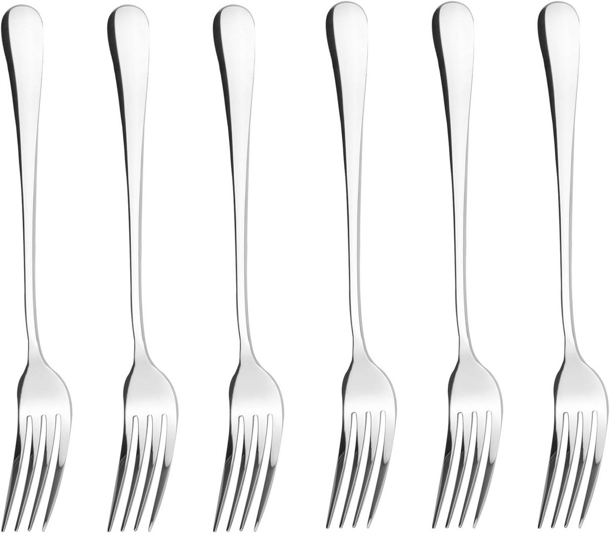 Set van 6 tafelvorken van roestvrij staal 304 - 17,5 cm - hoogglanzend
