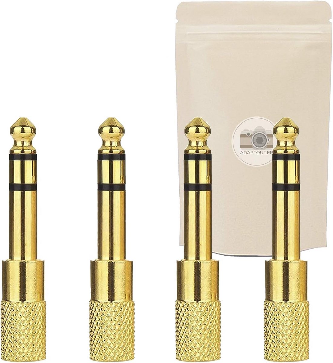 Adapter 6,35 mm naar 3,5 mm met 18-karaats vergulde contacten - 4 stuks