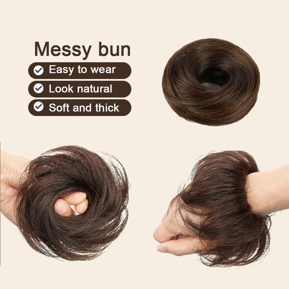 Haarstuk met Elastiek voor Meisjes - Rommelige Knot Extension voor Dun Haar
