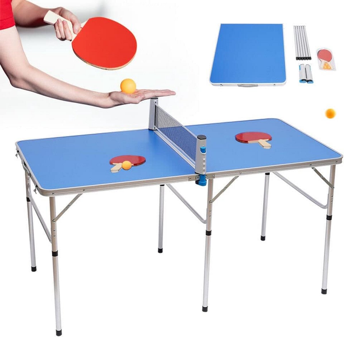 Compacte Tafeltennistafel voor Binnen en Buiten - Inclusief Net - 152x76 cm Speelplezier