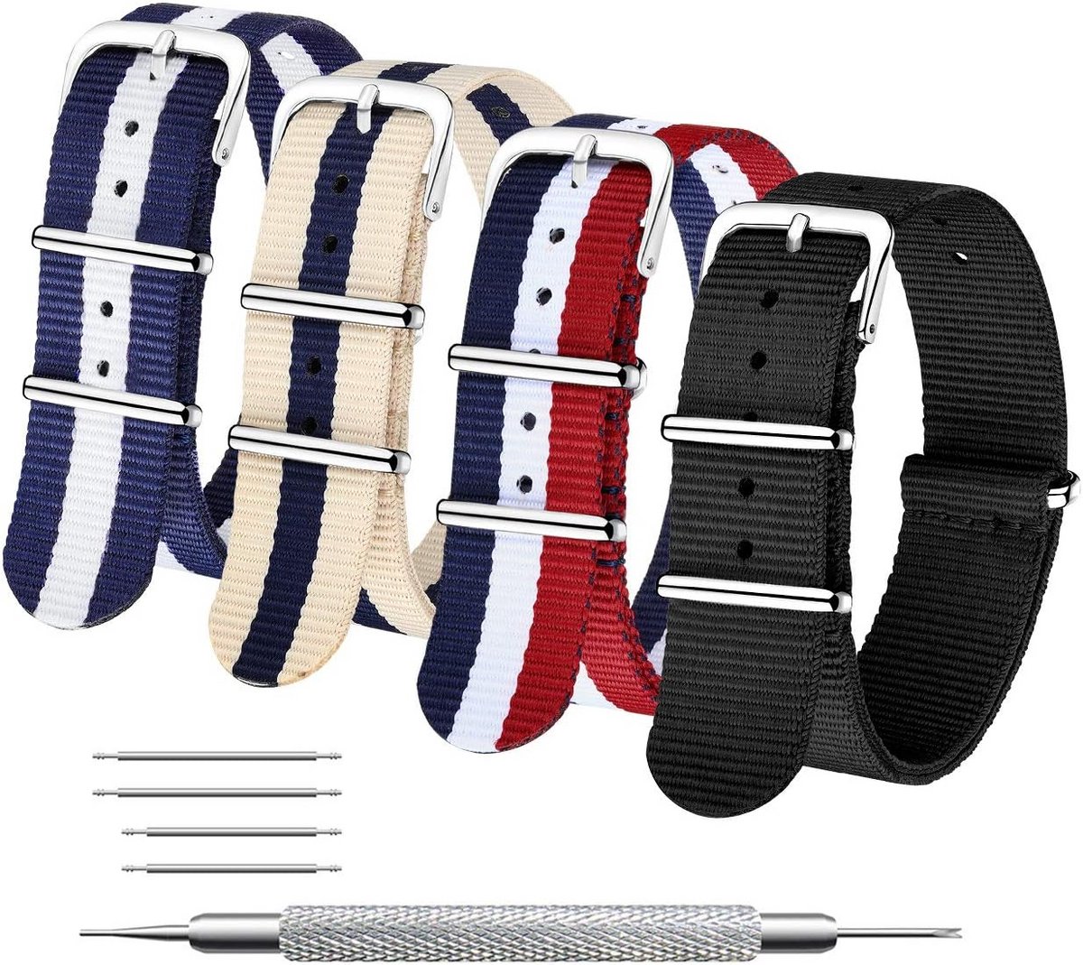 Nylon Horlogebandjes Set Verwisselbaar voor diverse Maten