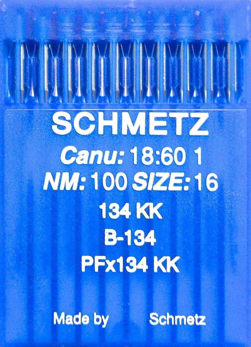10x Industriële Naaimachine Naalden Systeem 134 KK - Maat 16 / NM 100 (Ronde Zuiger)