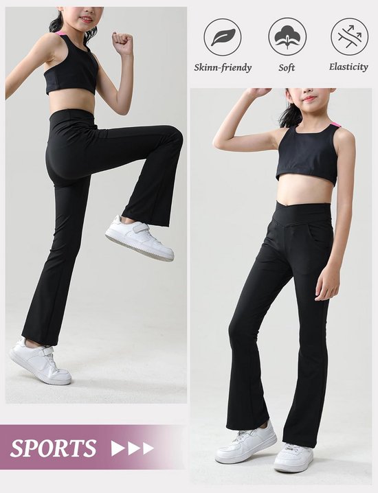 Meisjes Flared Sportbroek met Hoge Taille en Zakken — afbeelding 3