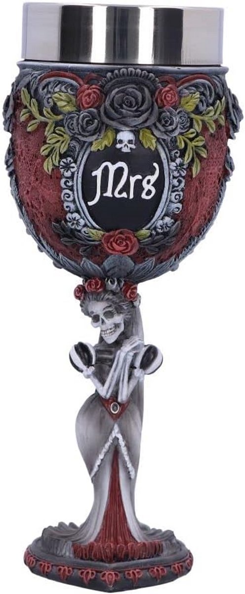 Gotische Kelk Skelet Bruiloft - Zwarte Elegante Drinkbeker - 21 cm