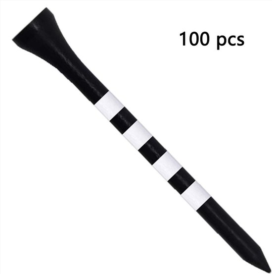 Lange Houten Golfballen Tees Set van 100 Stuks, 83mm Bamboe Golf Tees Zwart Wit — afbeelding 5