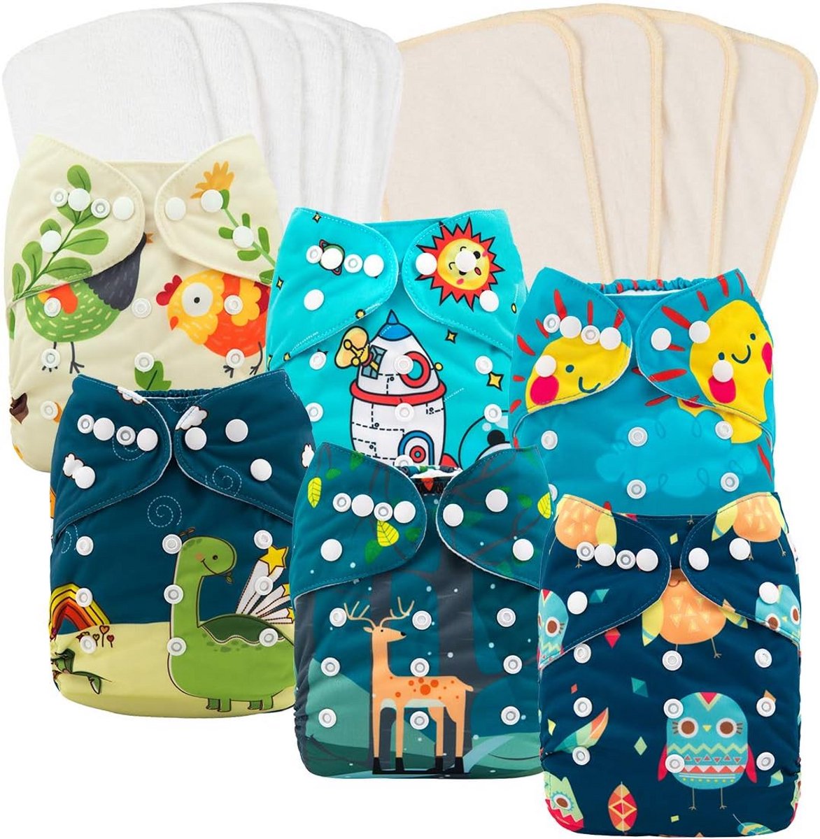 Wasbare Baby Luiers Set met Bamboe inlays voor Jongens