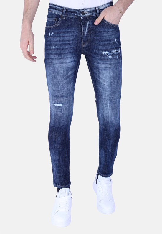 Jean déchiré pour homme coupe slim - 1100 - Blauw