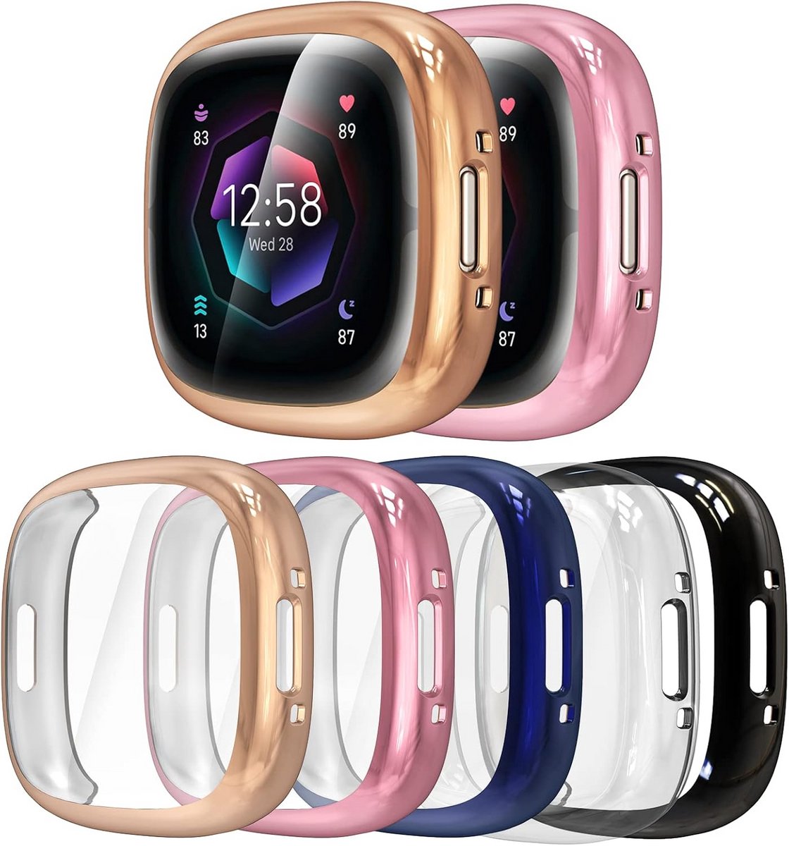 Beschermhoes met Screenprotector (5 stuks) voor Smartwatch, Volledige Krasbescherming TPU