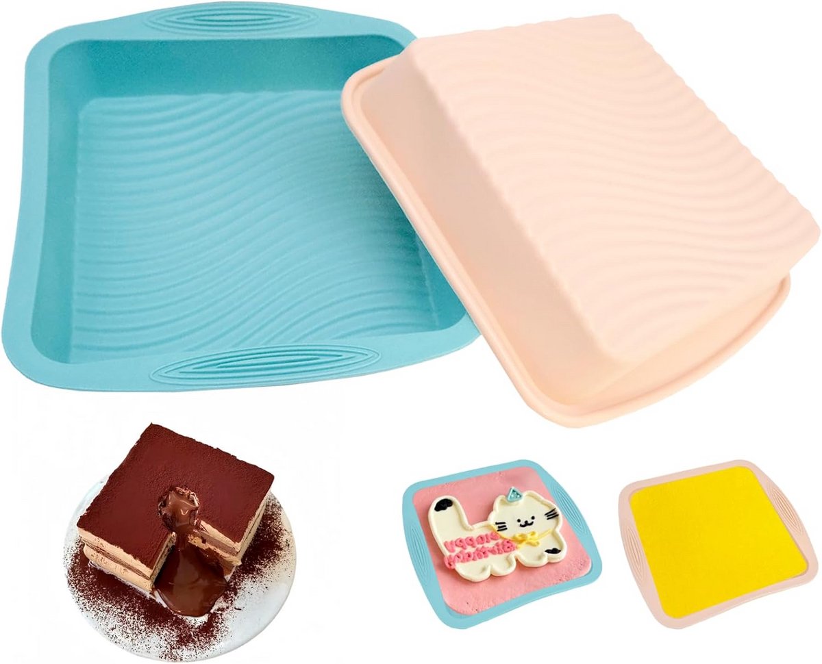 2 Stuks Flexibele Siliconen Bakvorm voor Cakes en Brownies