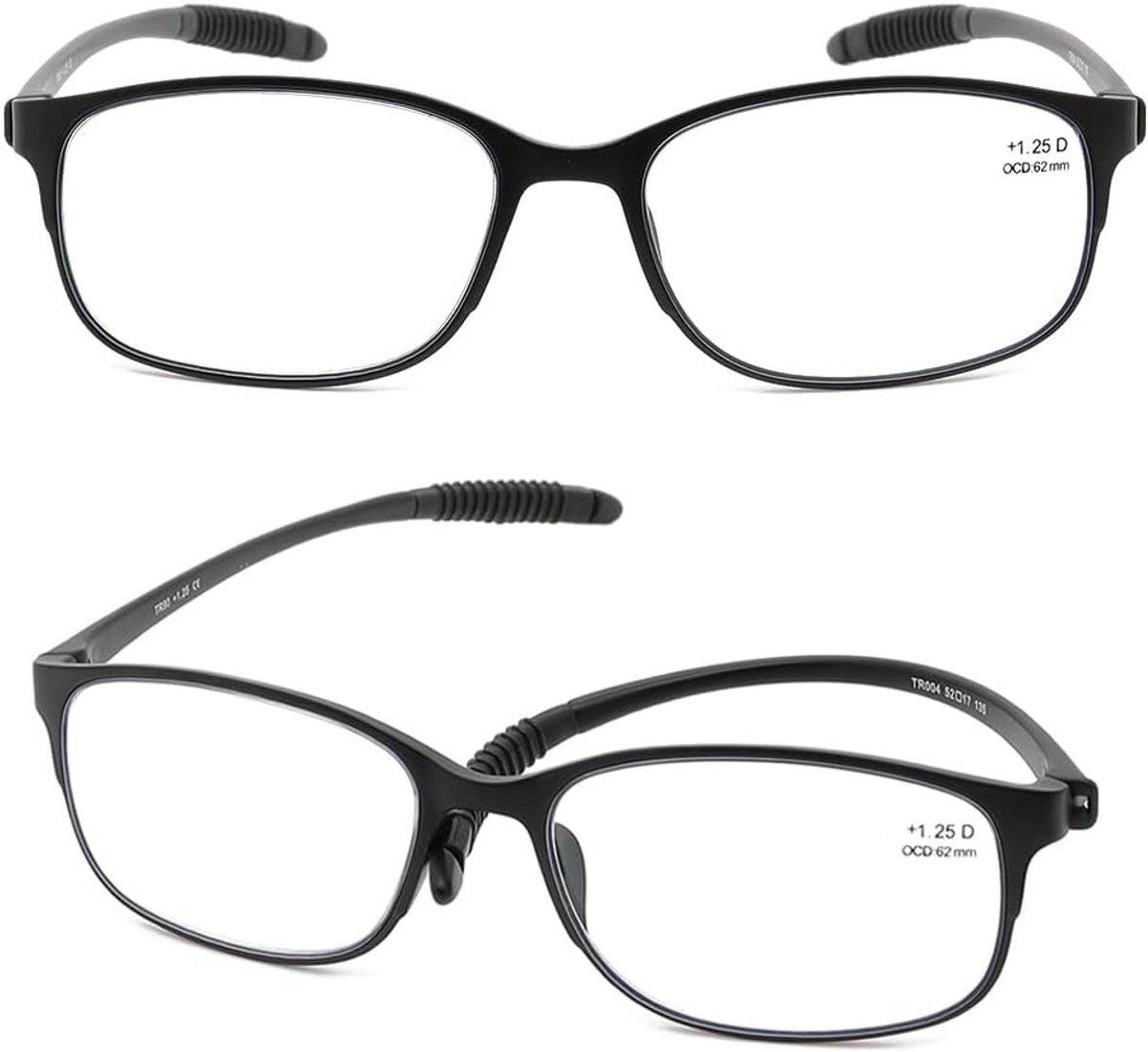 Set van 2 Lichtgewicht Flexibele + Anti-Blauwlicht Leesbrillen met Etui