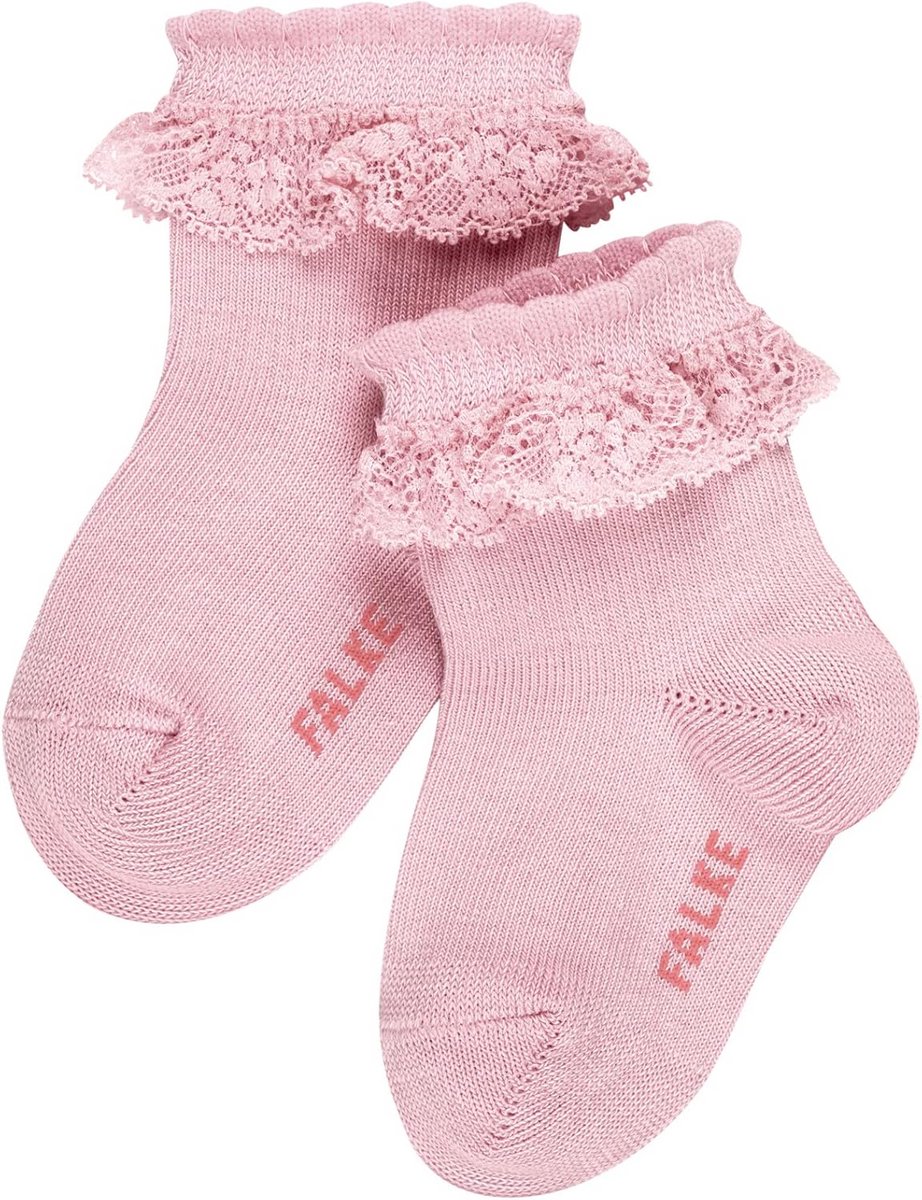 Babysokken Katoen met Romantische kanten Rand Roze - Comfortabele Sokjes voor Baby's