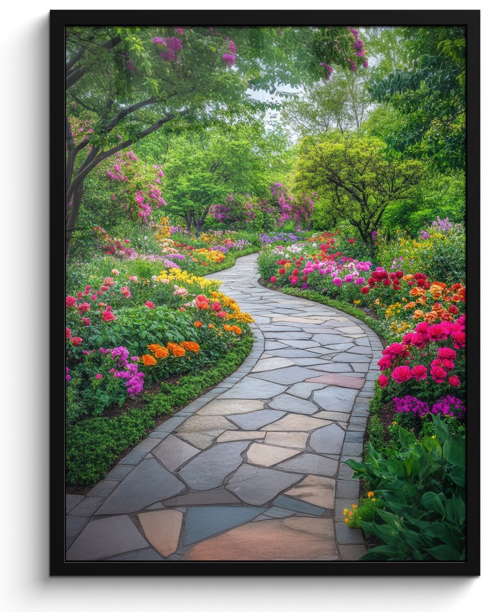 FrameYourWall Poster in lijst - Fotolijst 50x70 cm - Posters - Park - Bloemen - Tuin - Posterlijst zwart - Decoratie - Wanddecoratie woonkamer - Muurdecoratie slaapkamer