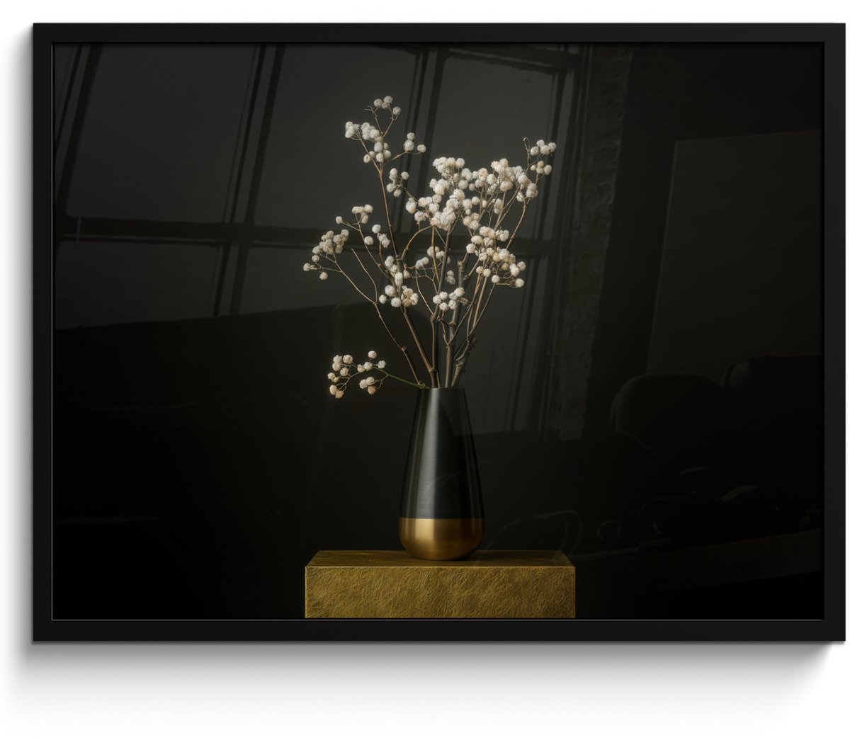 FrameYourWall Poster in lijst - Fotolijst 70x50 cm - Posters - Bloembollen - Wit - Vaas - Minimalistisch - Posterlijst zwart - Decoratie - Wanddecoratie woonkamer - Muurdecoratie slaapkamer Boeket - Bloemen 2