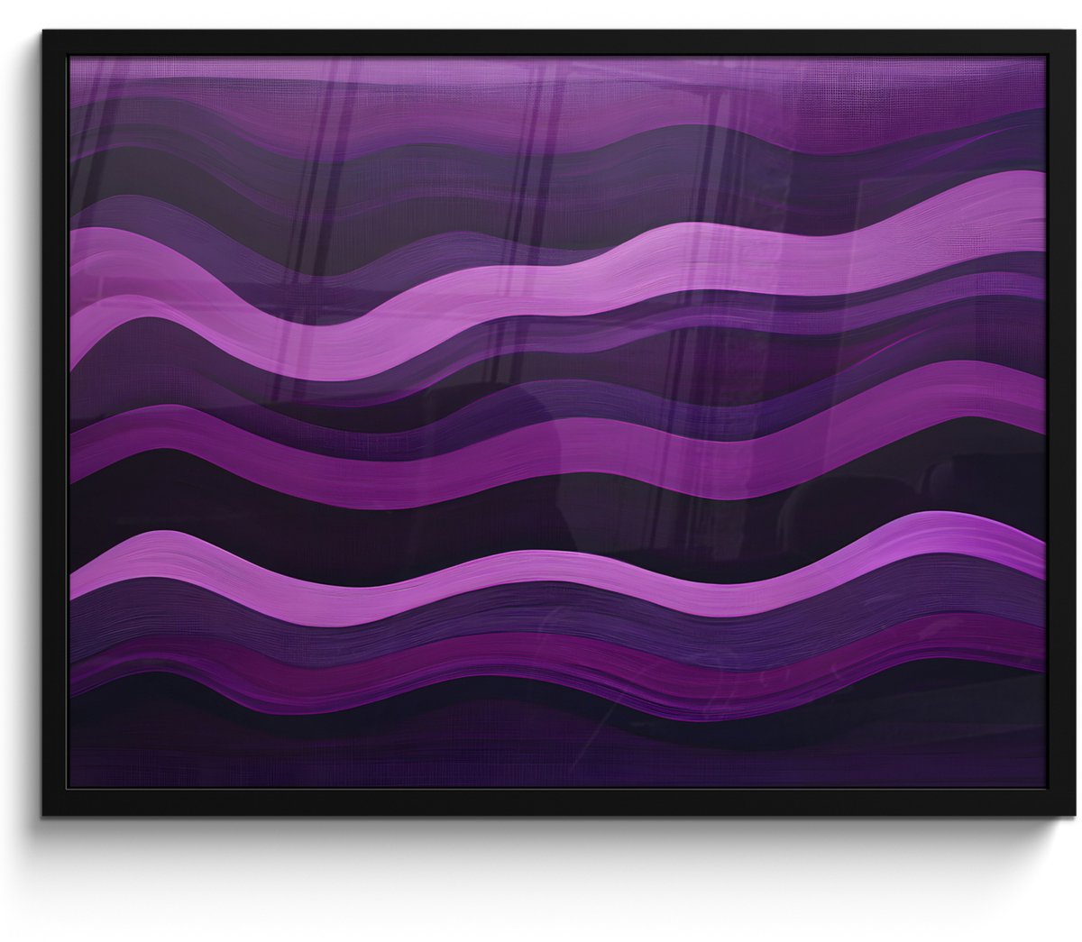 FrameYourWall Poster in lijst - Fotolijst 70x50 cm - Posters - Lijnen - Golven - Paars - Abstract - Posterlijst zwart - Decoratie - Wanddecoratie woonkamer - Muurdecoratie slaapkamer Golven - Abstract