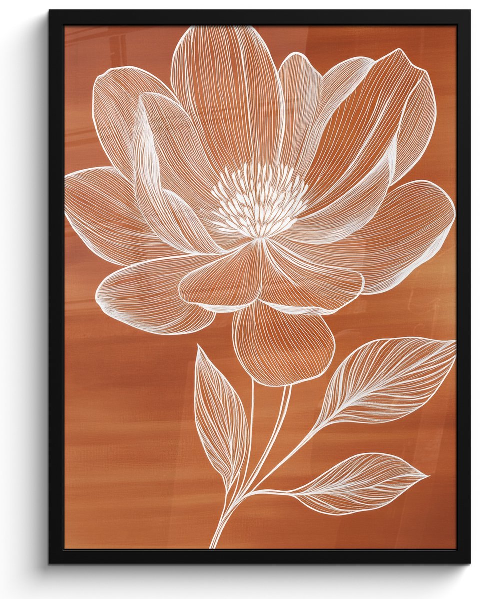 FrameYourWall Poster in lijst - Fotolijst 50x70 cm - Posters - Bloem - Minimalistisch - Wit - Posterlijst zwart - Decoratie - Wanddecoratie woonkamer - Muurdecoratie slaapkamer Multicolor