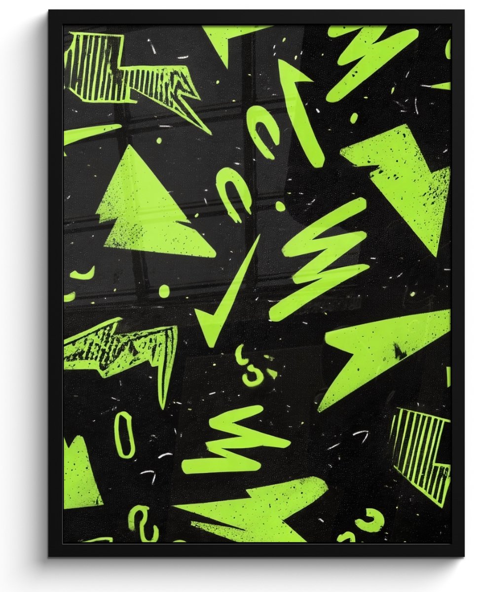 FrameYourWall Poster in lijst - Fotolijst 50x70 cm - Posters - Gaming - Vormen - Pijlen - Abstract - Zwart - Posterlijst zwart - Decoratie - Wanddecoratie woonkamer - Muurdecoratie slaapkamer