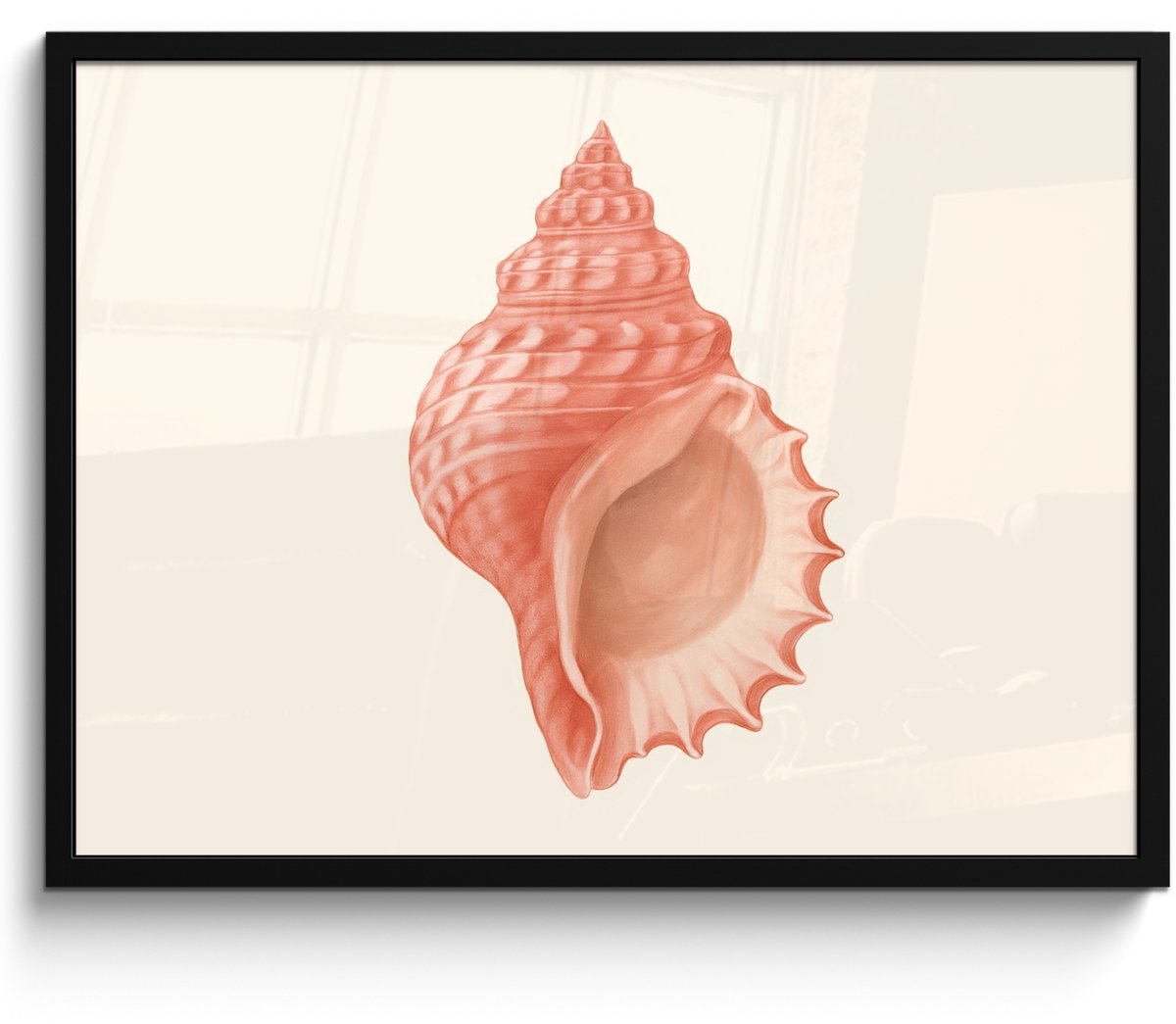 FrameYourWall Poster in lijst - Fotolijst 70x50 cm - Posters - Schelp - Roze - Structuur - Posterlijst zwart - Decoratie - Wanddecoratie woonkamer - Muurdecoratie slaapkamer