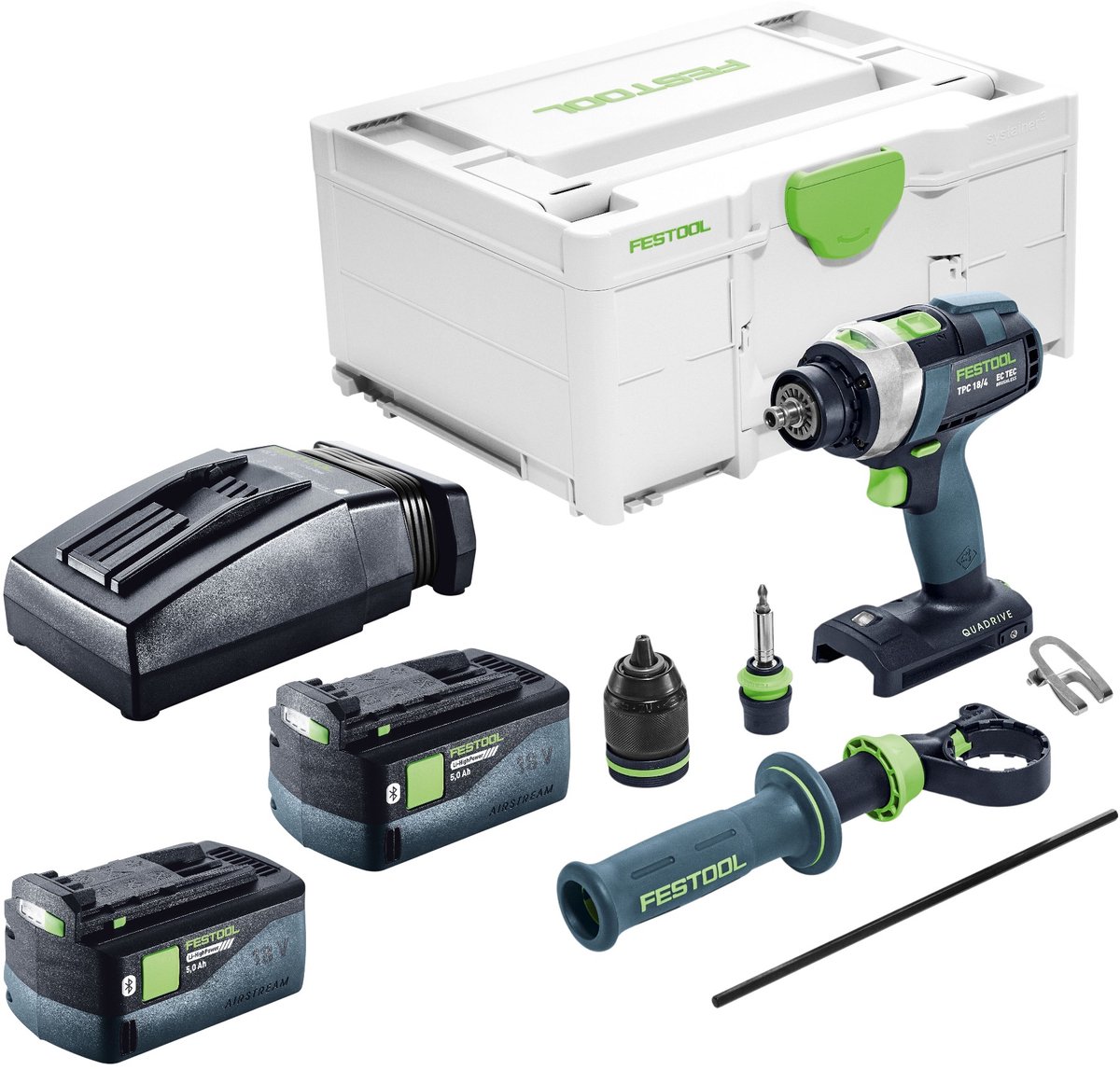 Festool TPC 18/4-Basic accu-slagboormachine 18 V 75 Nm borstelloos + 2x accu 5,0 Ah + oplader + Systainer