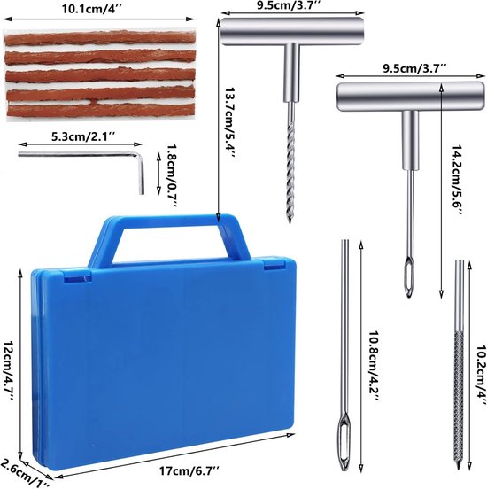 42-delige Bandenreparatieset voor Noodgevallen - Tubeless Stekker Gereedschap voor Auto, Motorfiets en Fiets — afbeelding 3