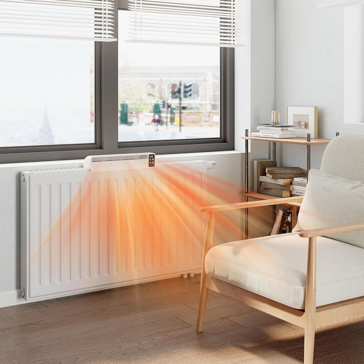 Energiebesparende Radiatorventilator met 3 Fans en Slim Display voor Efficiënte Warmteverdeling