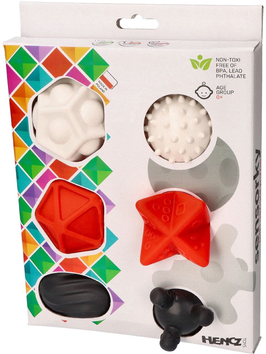 Mom's Care sensorisch speelgoed contrast ballen zwart wit 6 stuks baby.