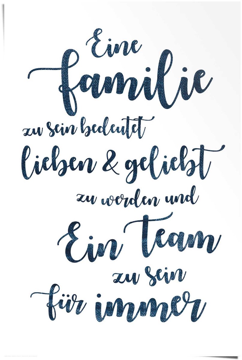 REINDERS Poster Eine Familie, ein Team - 91,5 x 61 - Papier - REINDERS wit