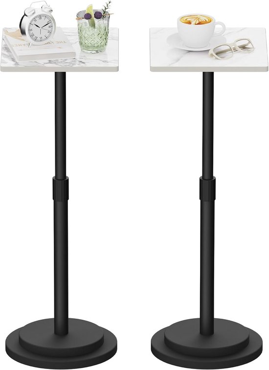 Ronde salontafel, set van 2 bijzettafels, stalen frame, zwart (48x48x45 cm