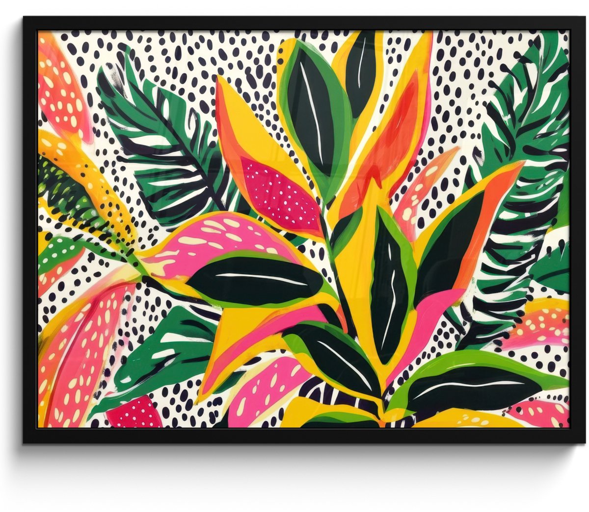 FrameYourWall Poster in lijst - Fotolijst 70x50 cm - Posters - Tropisch - Bladeren - Zwart - wit - Posterlijst zwart - Decoratie - Wanddecoratie woonkamer - Muurdecoratie slaapkamer