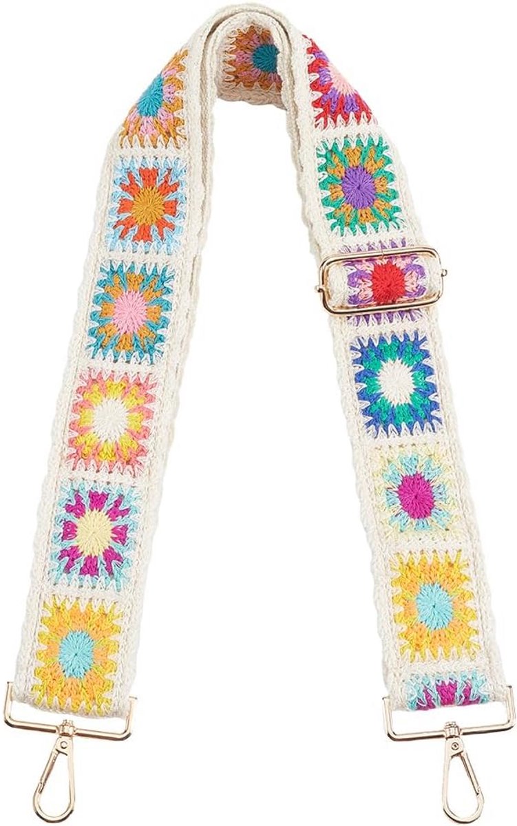 Verstelbare Schouderband voor Tas - Brede Geborduurde Crossbody Band met Karabijnhaken