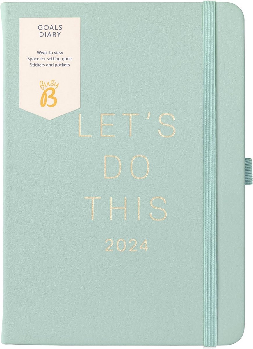 A5 Doelendagboek 2024 Salie Luxe Kunstleer Weekplanner met Stickers en Opbergvakken