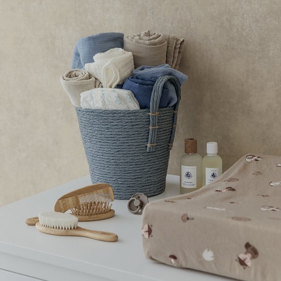 Meyco Baby Uni Pre-washed Hydrofiele Washandjes - Pre-washed Hydrofiel - Natural/Jeans Blue/Indigo - 20x17cm - 3-pack van Meyco — afbeelding 3