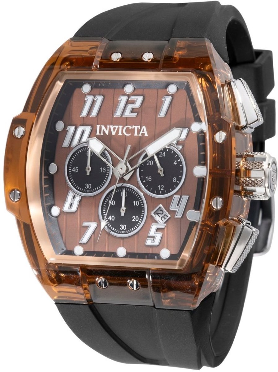 Invicta S1 Rally 50086 Heren Horloge - Waterdicht - Analoog - Quartz Uurwerk - Roestvrij Staal met bruine Wijzerplaat - 47mm