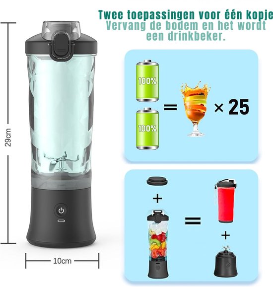 SCH® Mini blender - Blender - Zwart - ‎10cm x 10cm x 31cm van Merkloos — afbeelding 5