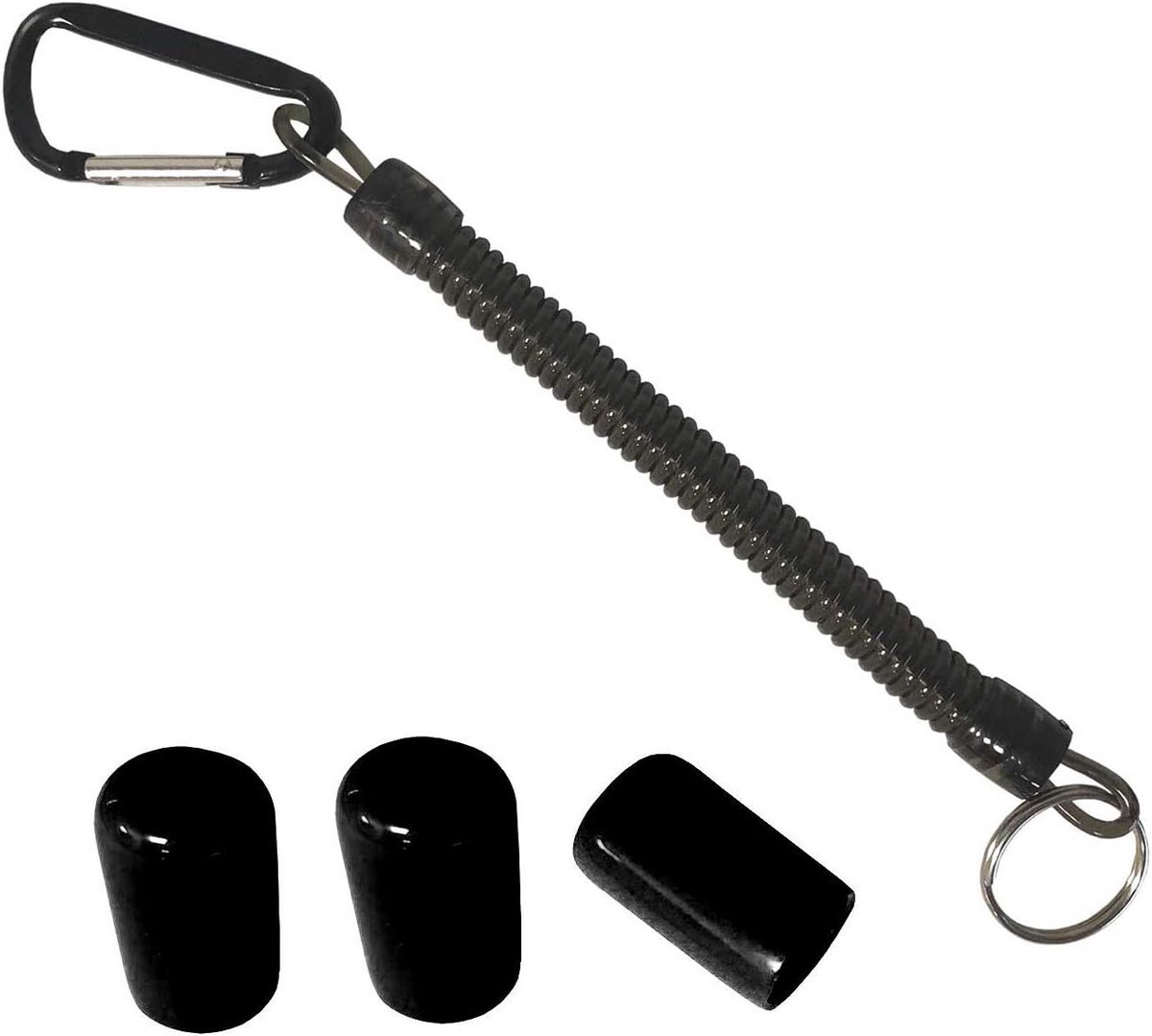 Set van 3 Zwarte Tip Protectors en Intrekbare Lanyard voor Metaaldetector Pinpointer