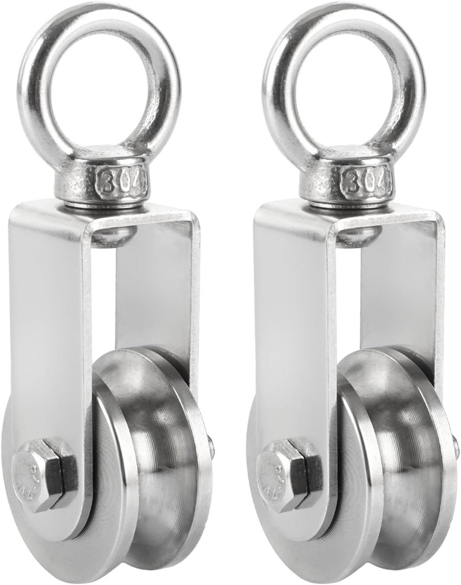 2 Stuks U-Type Kabelrol 34mm Roestvrij Staal Katrol voor Touwen