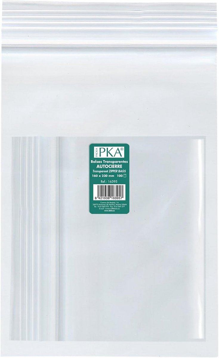 Verpakking van 100 Zelfsluitende Kunststof Zakken 230 x 320 mm