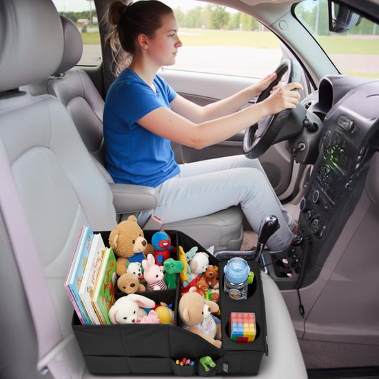 Opbergbox voor de kofferbak van de auto - Organizer tas voor de autostoel - Opvouwbare opbergtas voor in de auto - Zwart - Opvouwbare kofferbak organizer tas — afbeelding 3